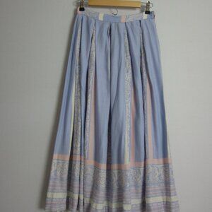 Vtg Richard Evans Womens XS Periwinkle Blue Pink Striped Paisley Skirt Japan